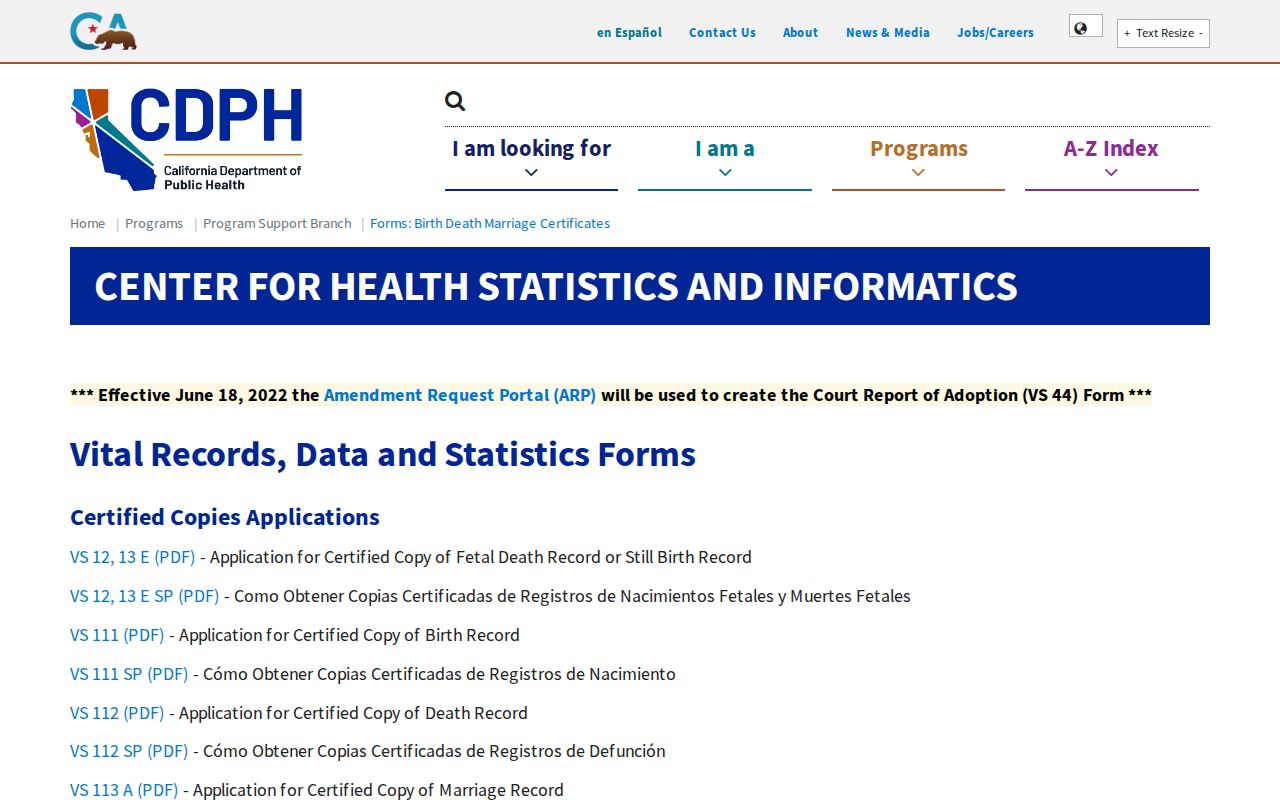 Santa Clarita people search with California vital records application forms