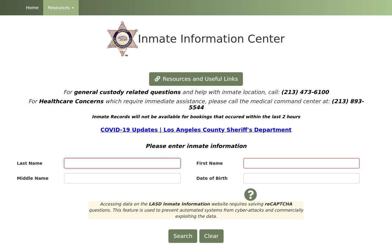 Santa Clarita people search with the Los Angeles County inmate locator