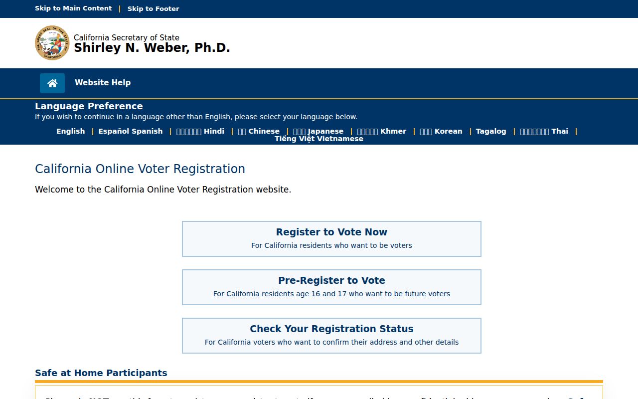 Santa Clarita voter registration records and California online registration gateway