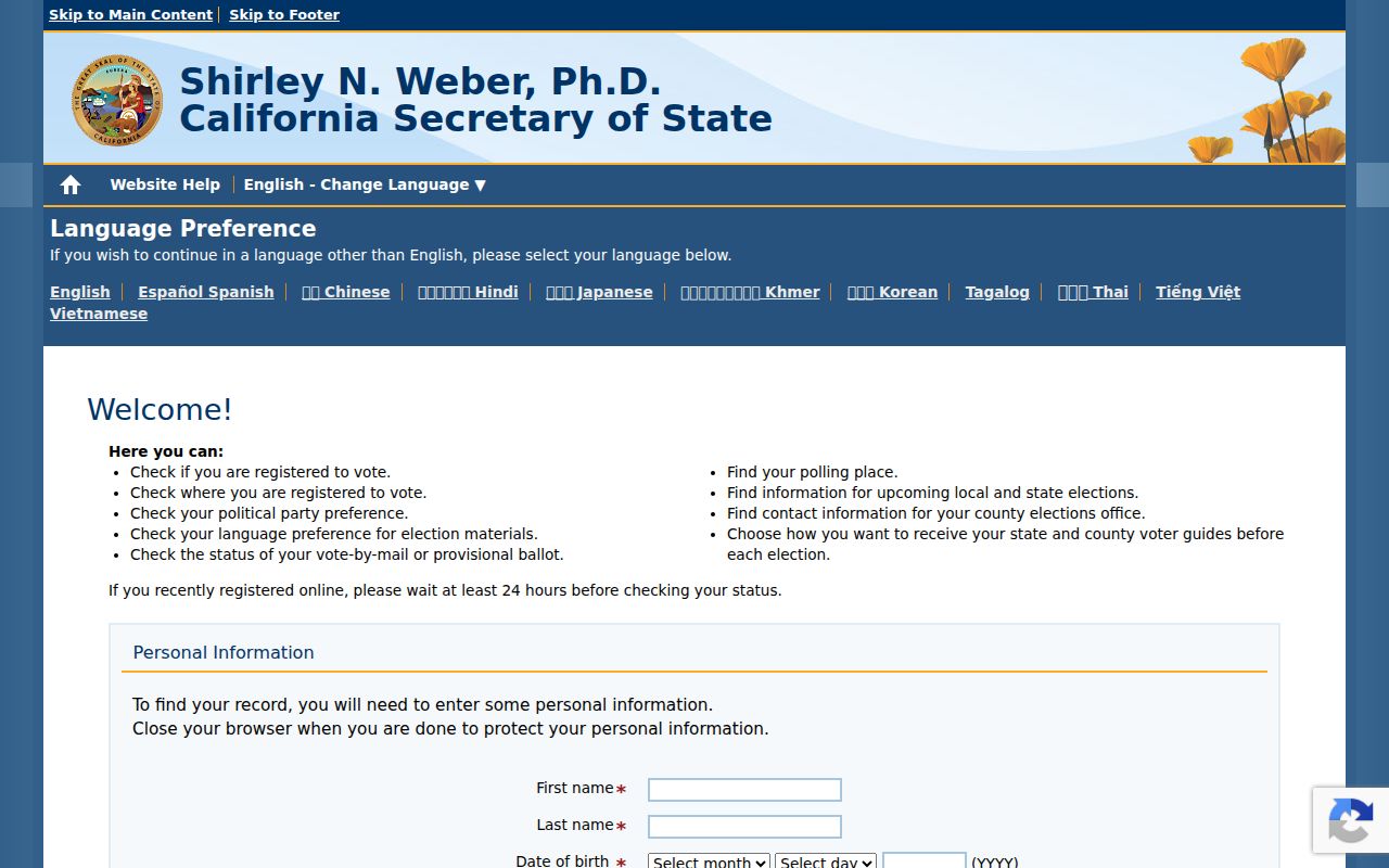 Santa Clarita voter registration records in California My Voter Status