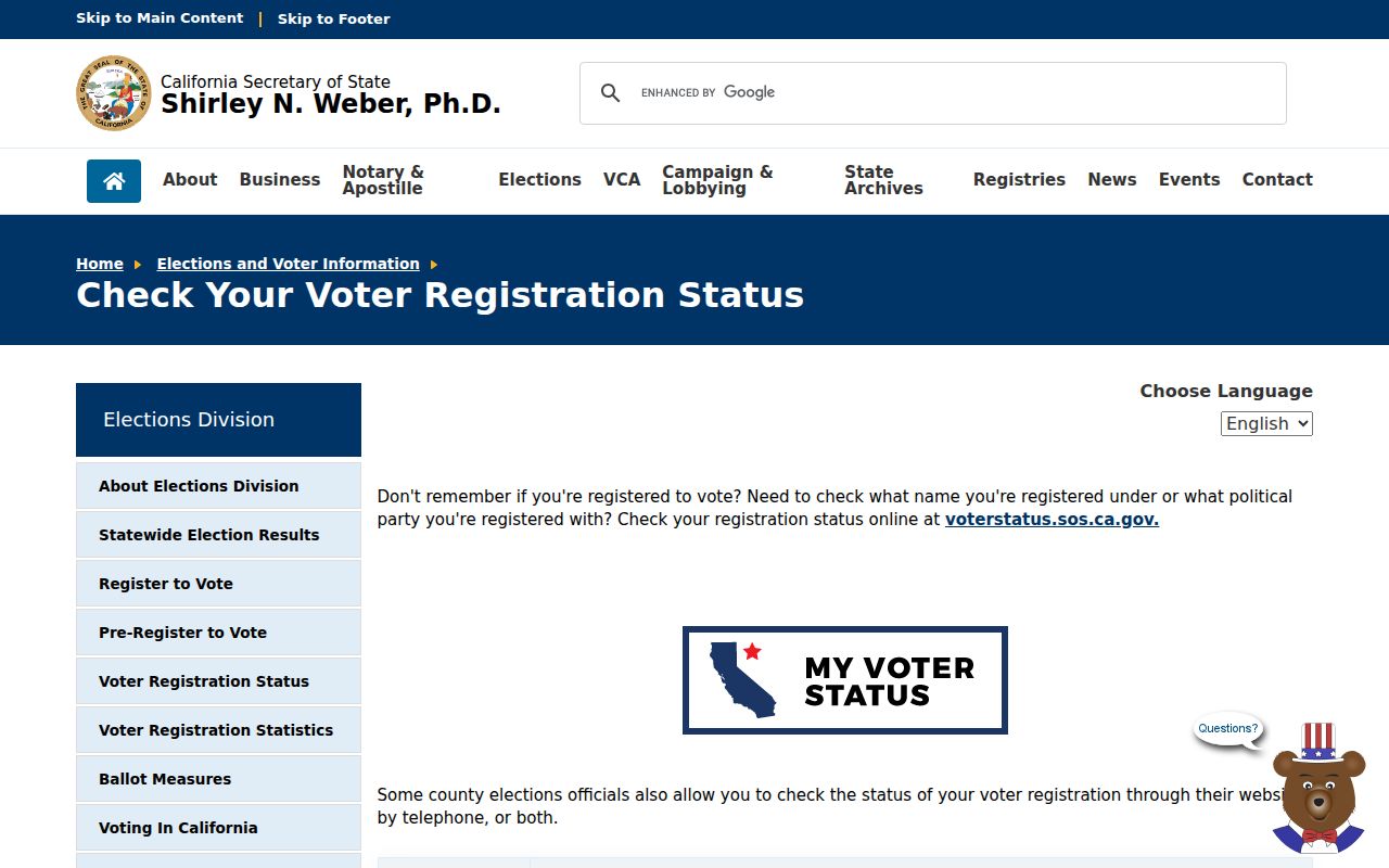 Santa Clarita voter registration records status information from California